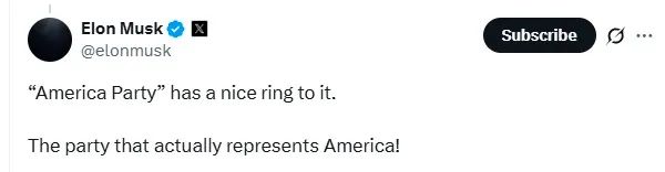马斯克要建新政党?名字都想好了!(图3) 图片